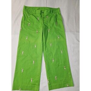 Lilly Pulitzer Women's 8 Pants Green Embroidered Golf Cargo Straight Crop